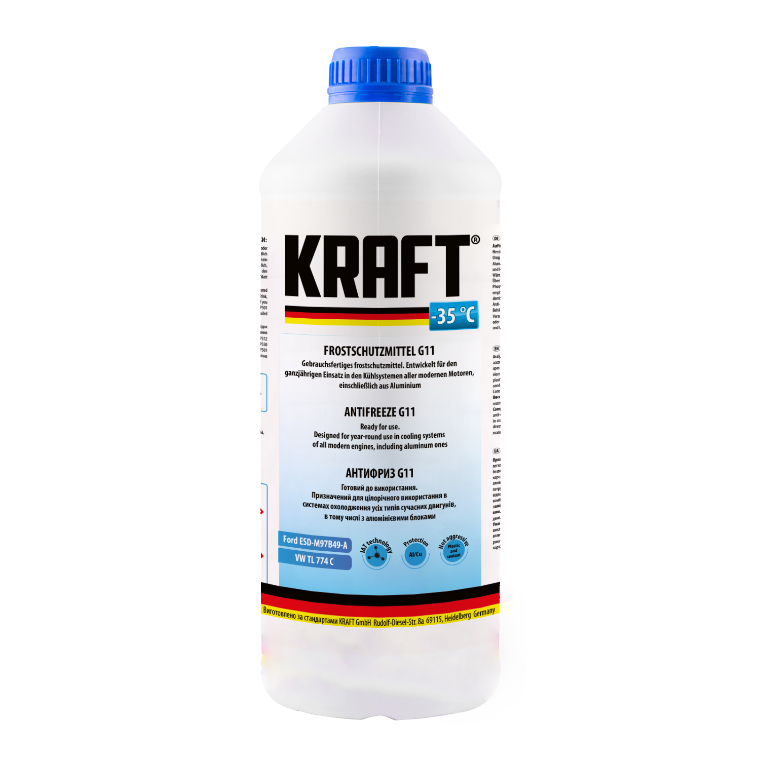 Антифриз готовий -35 °C KRAFT G11 синій 1,5 л